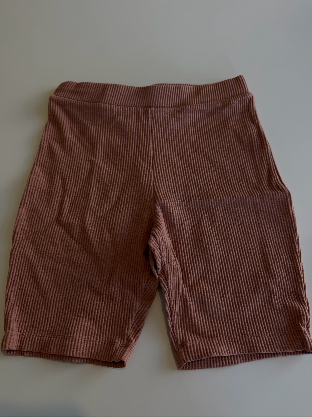 Zara Ribbed High-Waist Shorts in Dusty Rose